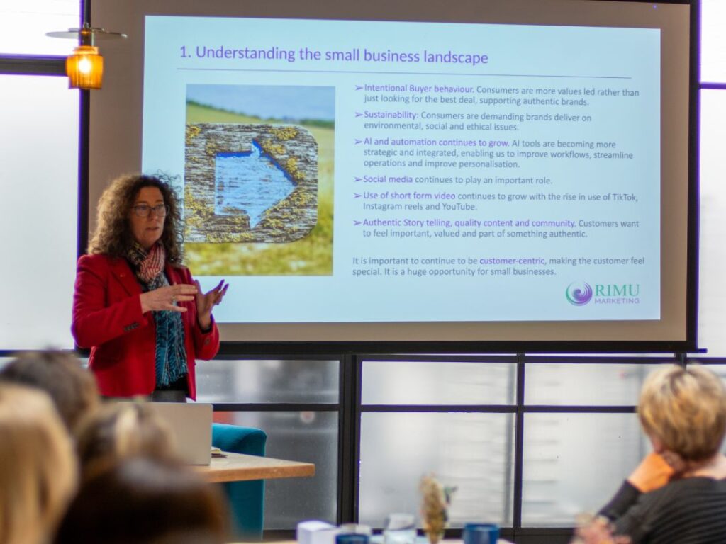 Presenting at marketing workshop